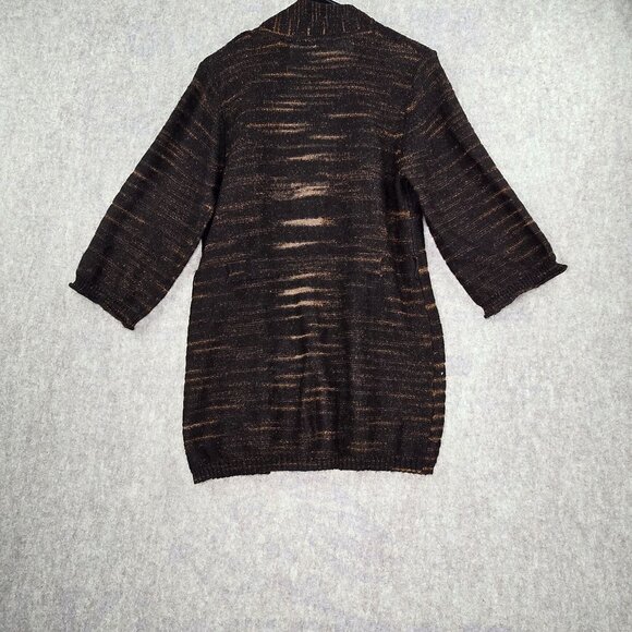 Charter Club Open-Front Metallic Cardigan Sweater Black/Orange Acrylic Blend - Picture 2 of 6